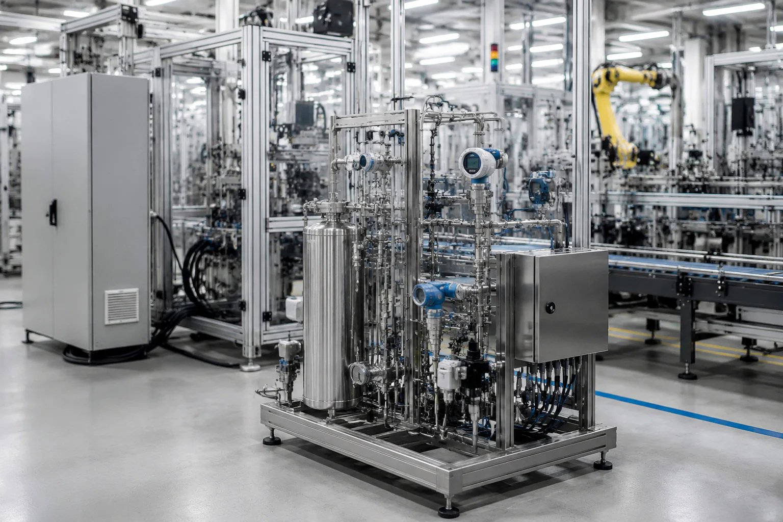 Process transmitters integrated into an automated industrial production line
