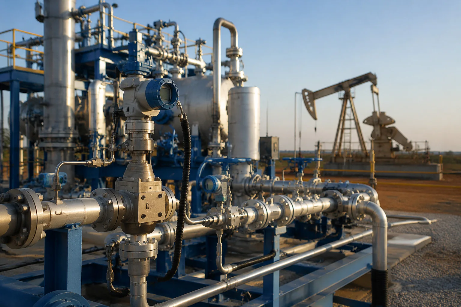Pressure and temperature instrumentation installed on an oil and gas pipeline manifold