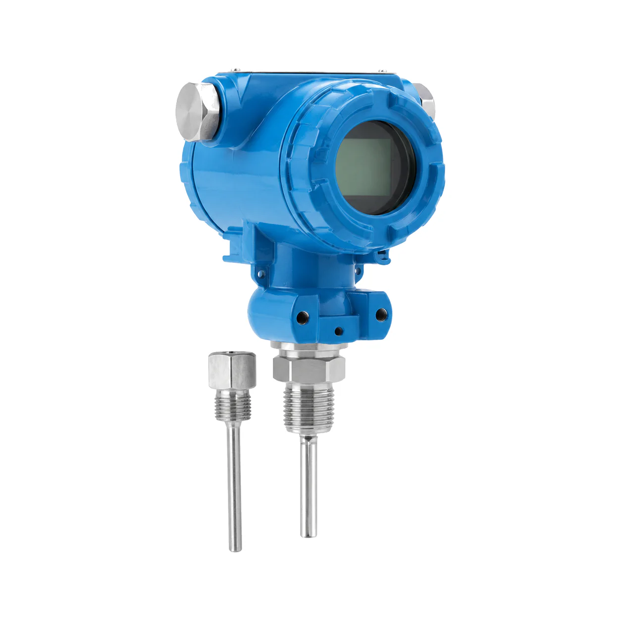 Three-quarter view of the temperature and pressure integrated transmitter
